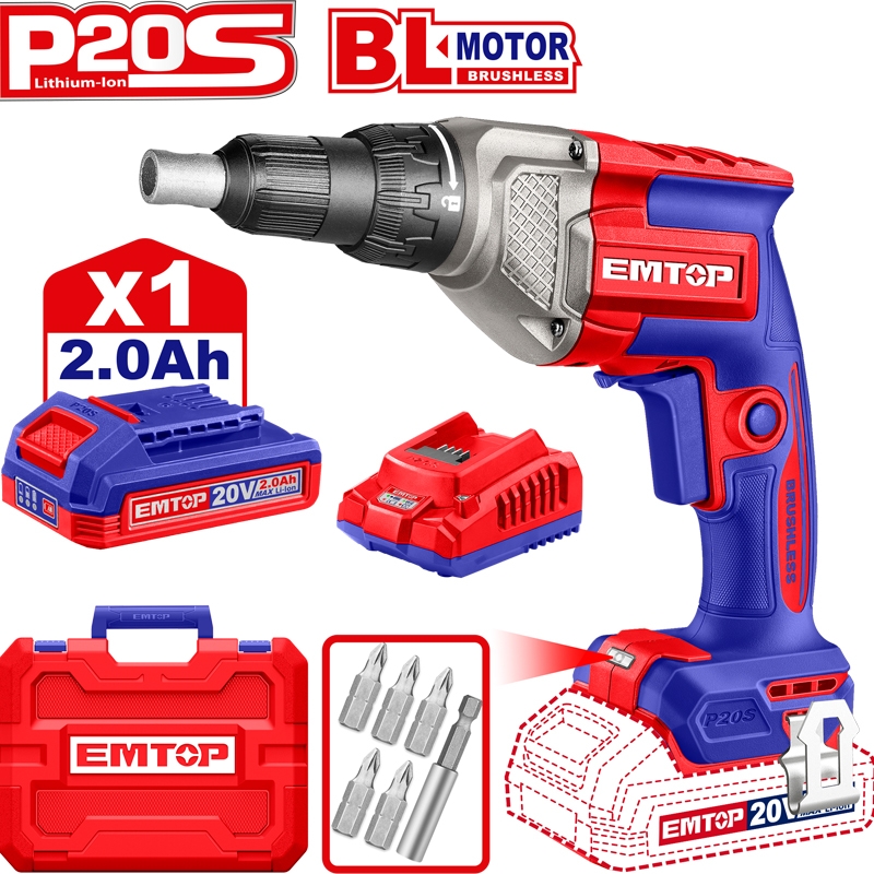 Emtop Akülü Kömürsüz Motor Alçıpan Vidalama 20 V 2.0 AH
