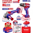 Emtop Akülü Kömürsüz Motor Metal Mandren Darbeli Matkap 20 V 4.0 AH 66 N-M ve Motor Taşlama 1000W 20 V 4.0 AH