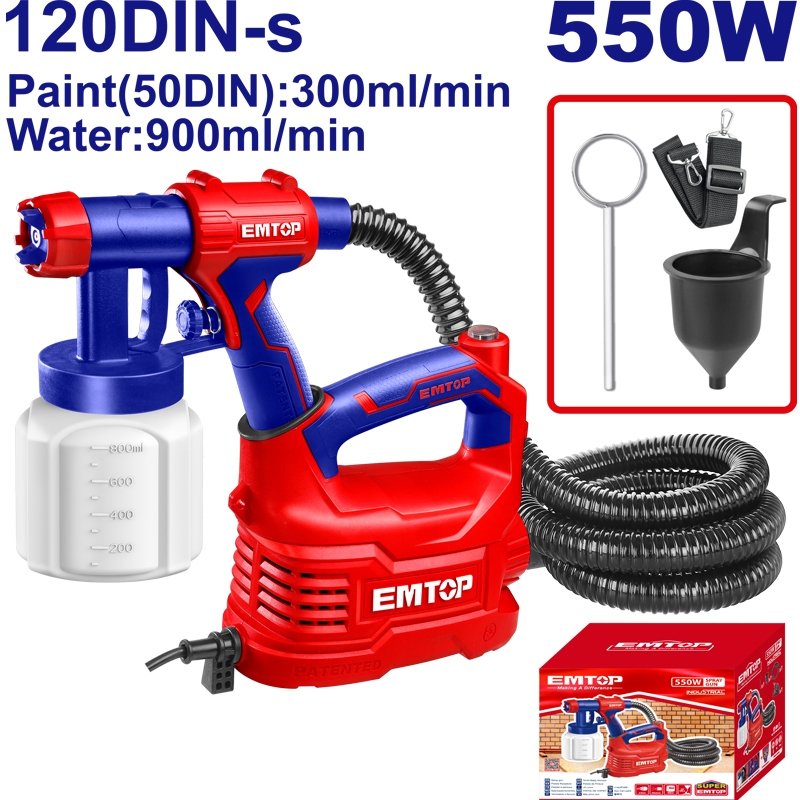 Emtop Elektrikli Boya Tabancası Kompresörlü 550 W