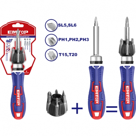 Emtop 8 Parça Cırcırlı Tornavida Seti