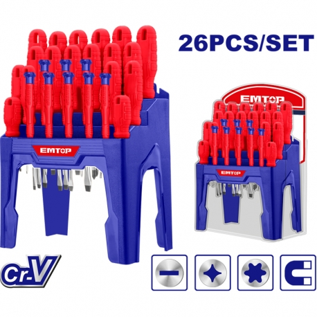 Emtop Mıknatıslı 26 Parça Tornavida Seti
